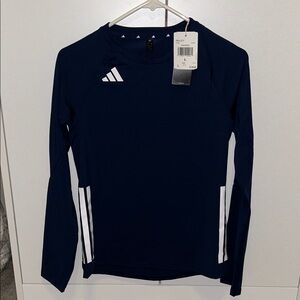 Adidas Dark Blue Long Sleeve Top with White Stripes